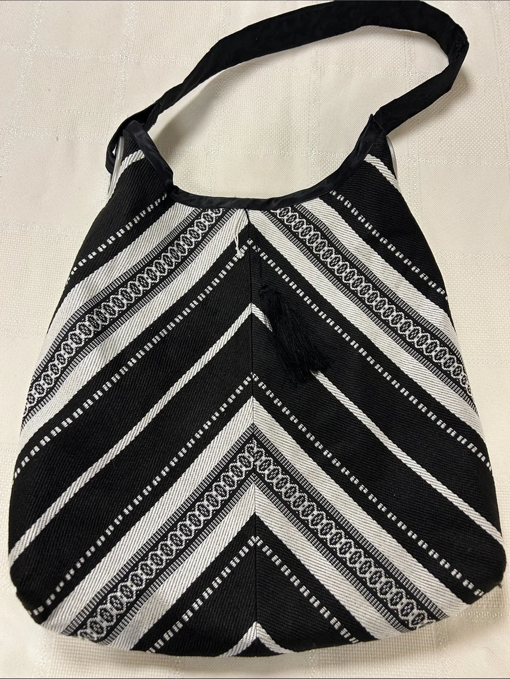 Black & White Chevron Strap Top — Unbranded
